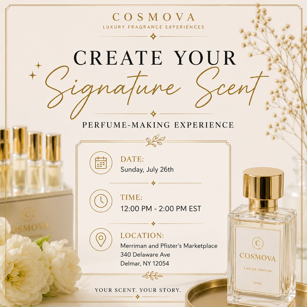 Merriman and Pfister’s Marketplace • Delmar, NY Create Your Signature Scent: Perfume Making Workshop July 26th | SUN • 12PM EST