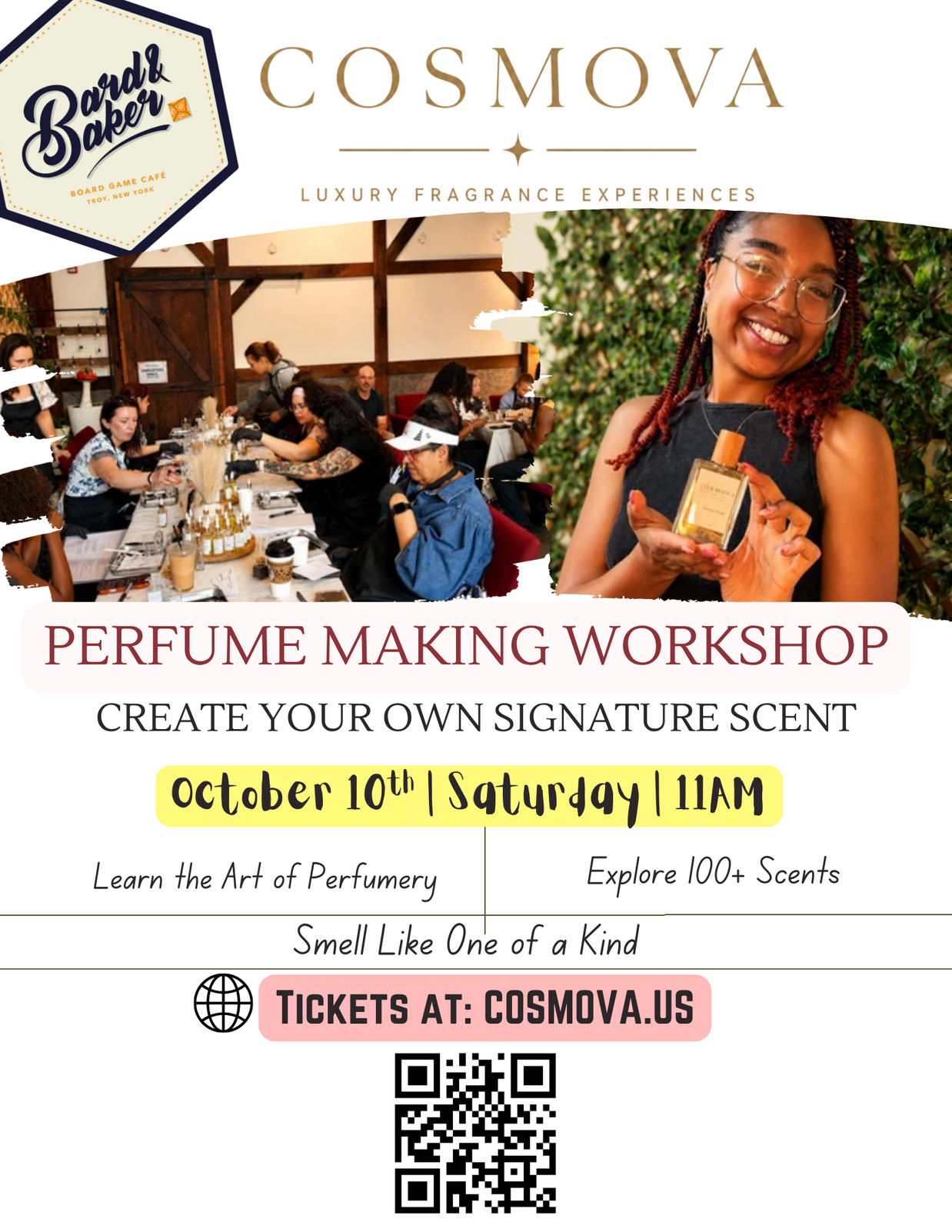 Bard & Baker: Board Game Café | Create Your Signature Scent: Perfume Making Workshop October 10th | SAT • 11AM EST