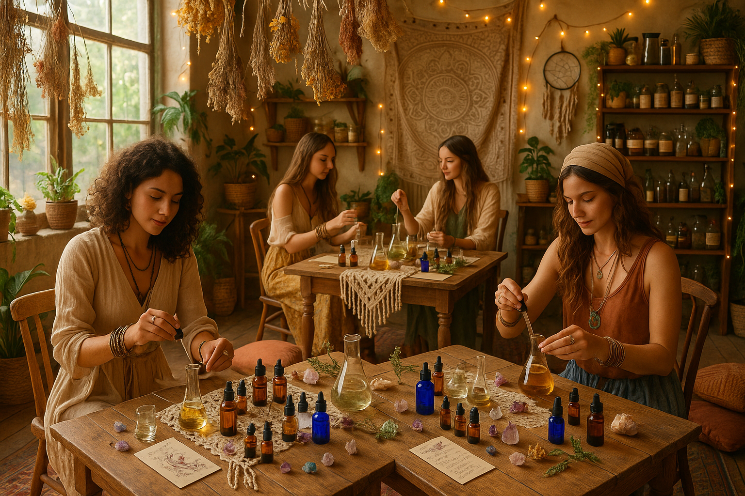 create a perfume making workshop boho vibe