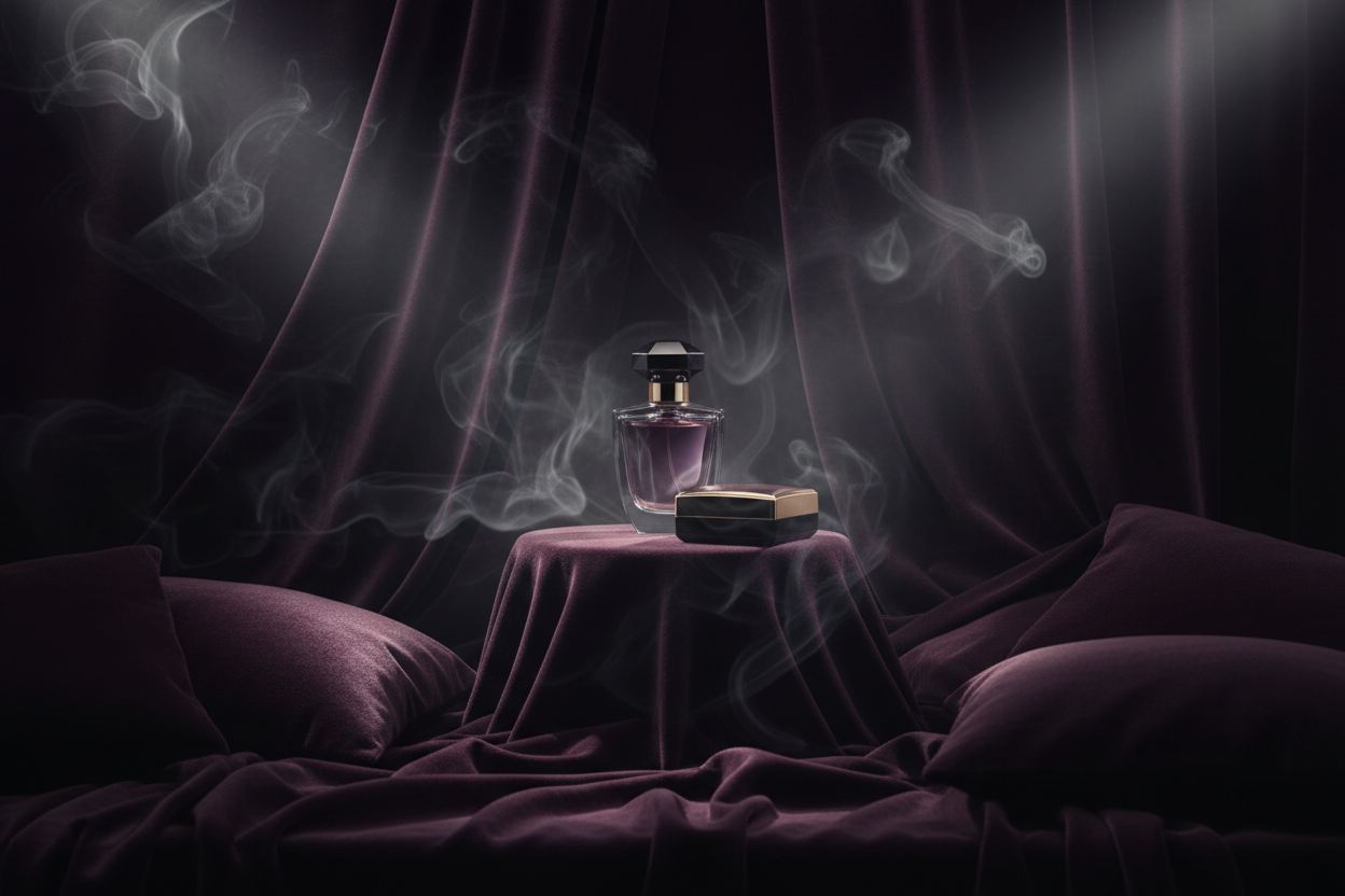 Dark plum, smoke, velvet aesthetic